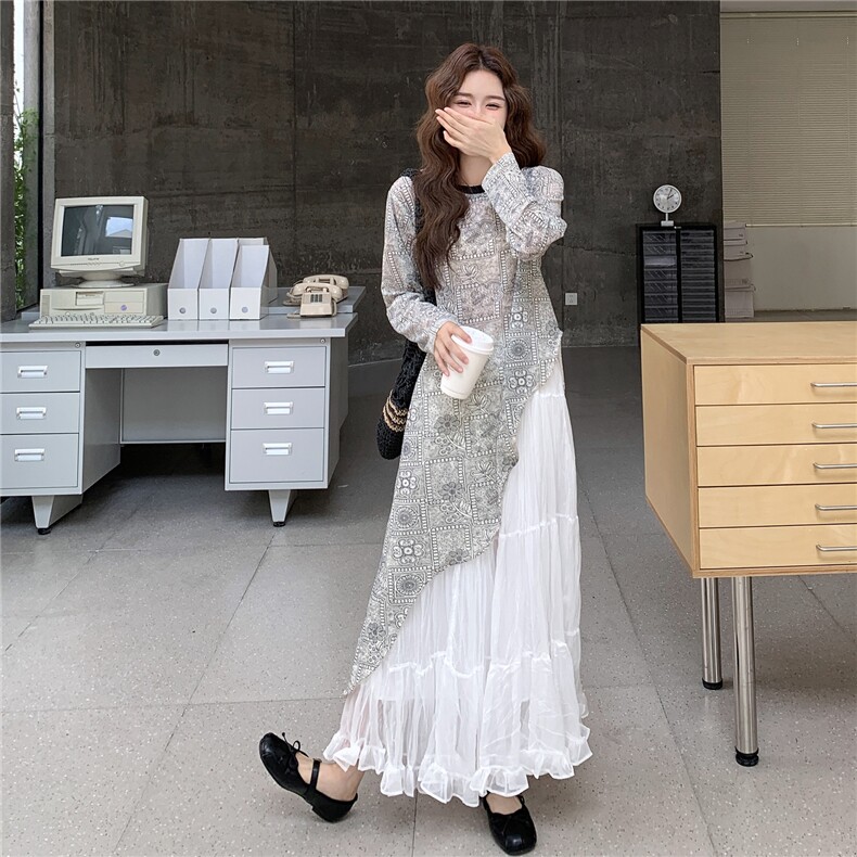 秋季百褶半身裙雪纺衫时尚两件套女，女装套装/套裙，浙宝069