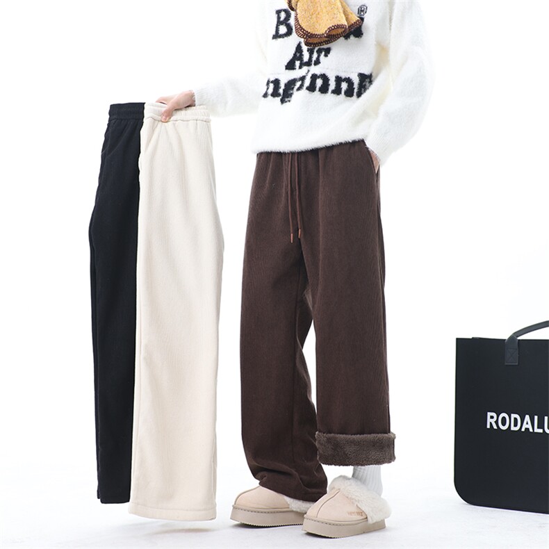 冬季加绒加厚阔腿裤男女2025新款外穿棉裤羊羔绒直筒裤K0886-P38，男装棉裤，星座308B-2