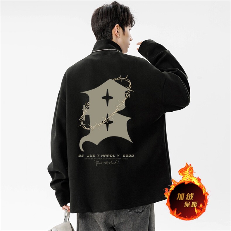 一件过冬重磅保暖针织衫德绒加绒加厚卫衣半高领打底长袖T恤DR38,男装T恤,电商A486