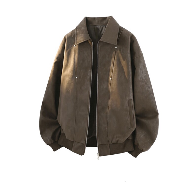 网图美式翻领纹理感PU皮夹克皮衣机车服外套JK508-P70,男装夹克,星座1213