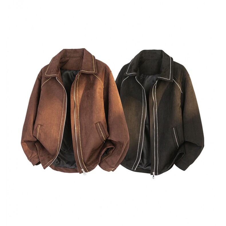 早春新款麂皮绒明线刺绣夹克JK963-特批80控148，男装夹克，电商A072