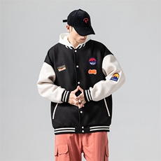 2022热销无影墙拼接呢料大码夹克休闲boy贴布标棒球服J6720-P85，男装夹克，电商A082