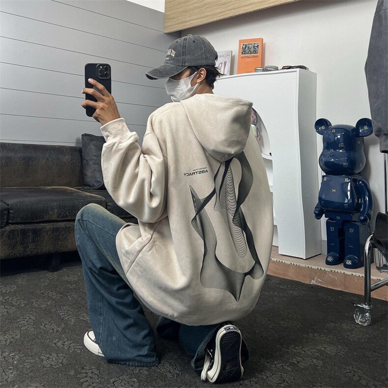 W6111 P55 控78 400克高品麂皮绒休闲宽松带帽潮男卫衣男图片