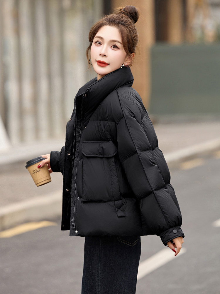 红时尚短款羽绒服女2025冬季新款高级感立领保暖白鸭绒外套,女装羽绒服,沐七七