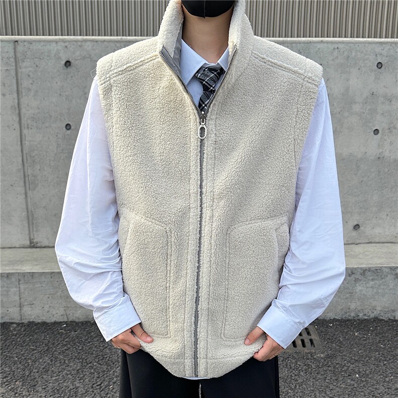 双面穿皮毛一体马甲男女同款立领口袋保暖上衣GS63003,男装棉衣,星座1206（原A206）
