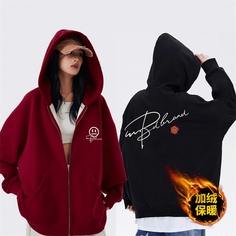 小恶魔秋冬季重磅印花卫衣外套1611B-WT02-P68加绒元，女装短外套，星座1611B