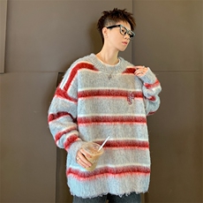 美式复古撞色条纹毛衣外套男潮高级感针织衫vintage，男装针织衫/毛衣，星座716-2