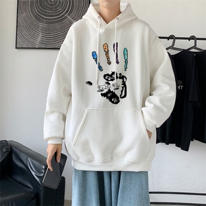 L2461P48韩版ins男士学生宽松运动连帽卫衣春季加绒情侣外套图片
