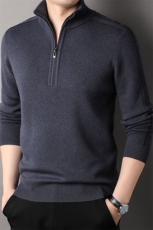 F81735羊毛加厚精品商务休闲秋冬季新款半高拉链中年男羊毛衫，男装针织衫/毛衣，钱塘207-1