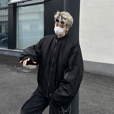 美式纯色MA1飞行夹克短宽解构棉服男女潮宽松重磅外套W6312-P86，男装夹克，星座412-2