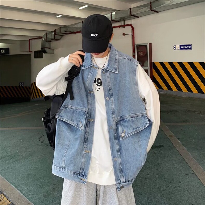 牛仔马甲男春秋外套韩版潮流坎肩男士马夹潮牌痞帅秋季上衣男褂子，男装背心/马甲，星座410-7