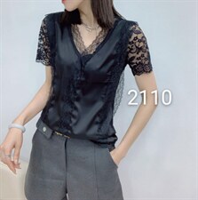 v领蕾丝拼接醋酸打底，其它，帝瀛 DY