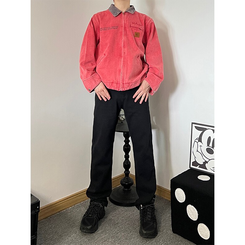 牛仔长裤男直筒美式高街黑色裤子男A080-9601-常规P40,男装休闲裤,电商A080