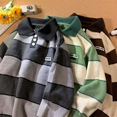 美式街头设计感圆领毛衣男慵懒风休闲鹿毛绒针织衫D388P48，男装针织衫/毛衣，星座1116-2