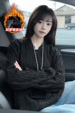 480g重磅鱼骨纹保暖银狐绒亨利领长袖T恤T24549J加绒-特P32控58，男装T恤，电商A001