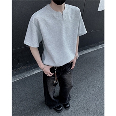 A17-特P20华夫格亨利领短袖T恤男，男装T恤，电商B369（原A024）