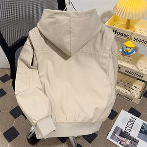 得物品质秋冬款男连帽纯棉夹克衫铆钉拼接拉链口袋外套JK224 P98图片