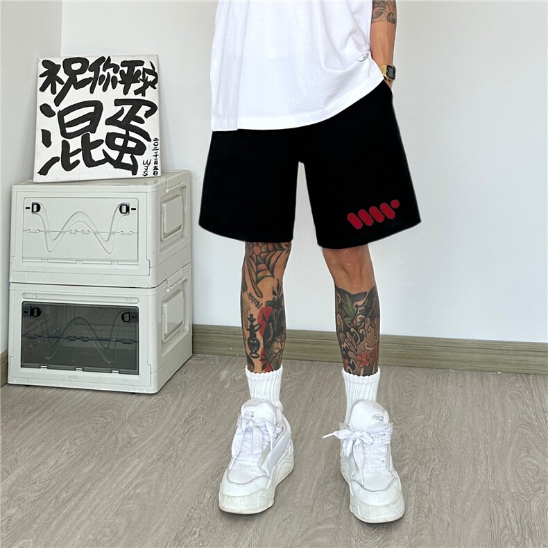 美式篮球运动短裤男夏季潮牌hiphop印花直筒中裤宽松休闲五分裤子,男装休闲裤,电商A061