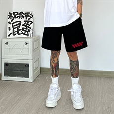 美式篮球运动短裤男夏季潮牌hiphop印花直筒中裤宽松休闲五分裤子，男装休闲裤，电商A061