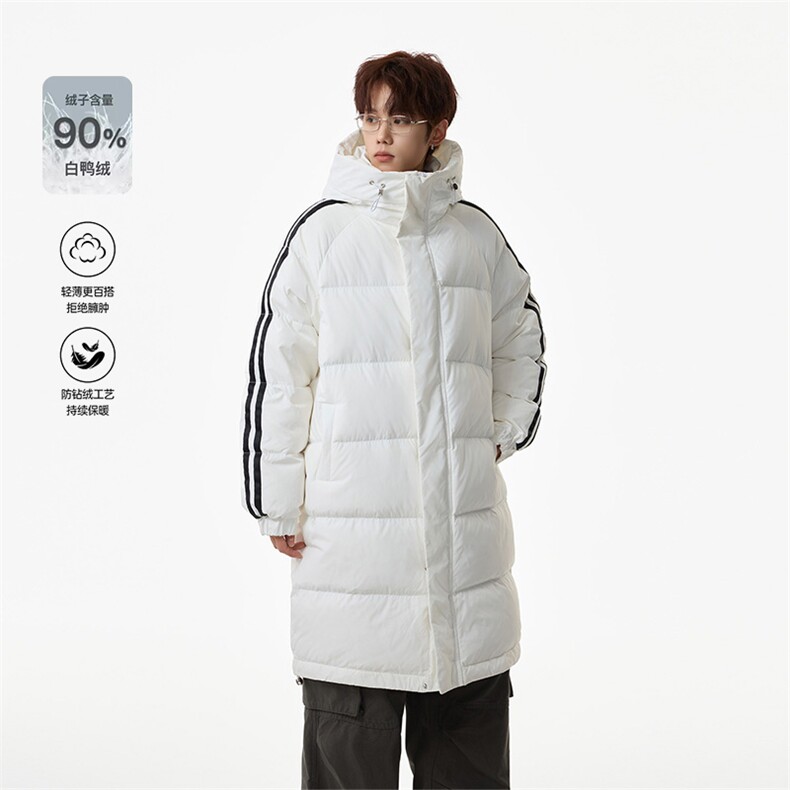 中长款羽绒服90绒条纹防寒港风长款连帽外套D5580-TP235328,男装羽绒服,电商A102