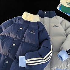 潮拼接条纹面包服棉衣男女冬季保暖宽松运动撞色棉袄TT8857P80，男装棉衣，星座1013-5