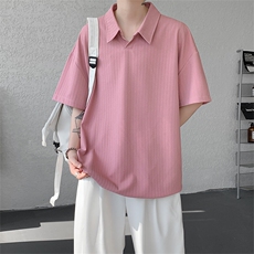 夏季新款男士冰丝肌理感短袖T恤翻领半袖T8110-P32，男装T恤，星座214-3
