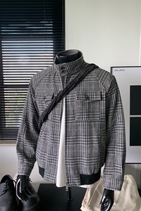 oclin千鸟格外套男款小香风韩系早秋外套美式cleanfit立领棒球服图片