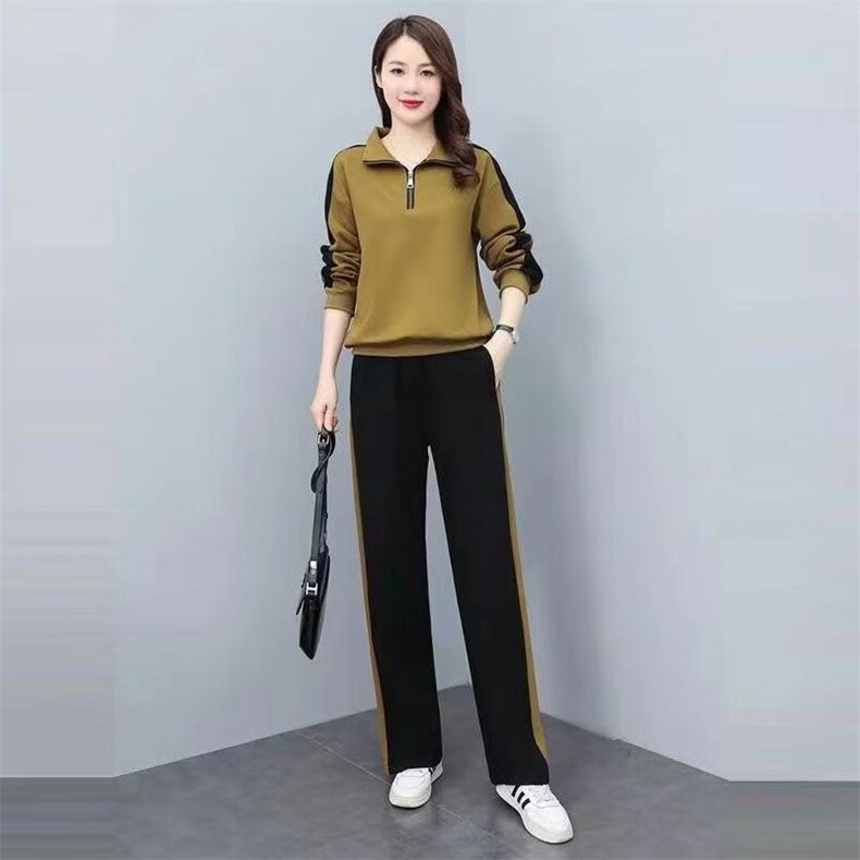 现货秋冬季休闲运动服套装女装加绒时尚洋气两件套减龄阔腿裤,男装休闲套装,星座1210-1