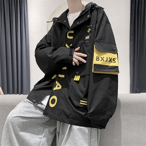 港风模特 新款学院风情侣多口袋撞色男生夹克外套 JK77 P95限128图片