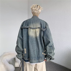 设计感牛仔外套男士秋冬新款潮牌美式高街复古痞帅夹克J8617-P72，男装夹克，星座1008