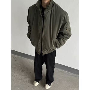 冬季BOMBER棉服男高领飞行服棉衣加厚美式复古休闲棒球服外套图片