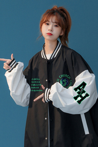 中性风 23春季潮牌字母印花情侣棒球服夹克外套 G71p75控98图片
