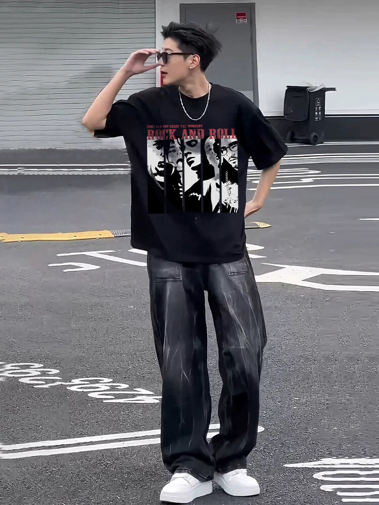 XZ809A/BBBT42/P20/控38重磅印花美式复古圆领T恤,男装T恤,星座809A(原222-1)