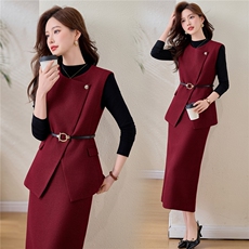 现货2026春季法式时尚潮流舒适洋气带高级感磨毛棉质感马甲三件套，女装套装/套裙，众宇琦