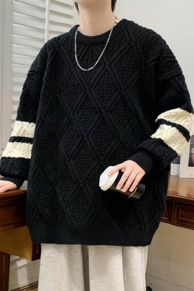 83966-P55秋冬新款休闲毛衣男长袖针织衫港风宽松毛衣打底衫,男装针织衫/毛衣,电商D310B