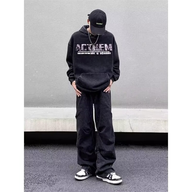 【高质量现货特批45】男秋冬宽松对折牛仔裤610A-N8104,男装牛仔裤,星座610A