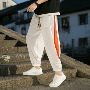 新款男士休闲裤风高品质提花潮九分裤拼接K302-P65控88图片