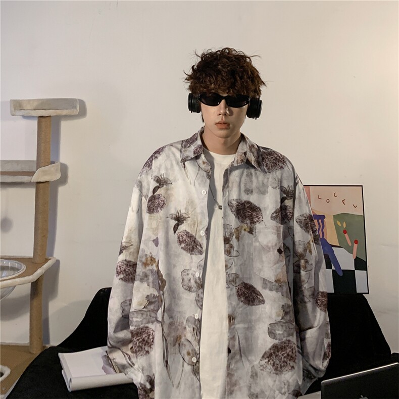 衬衫男长袖宽松ins潮牌小众痞帅D328-C2402-P55,男装衬衫,电商D328