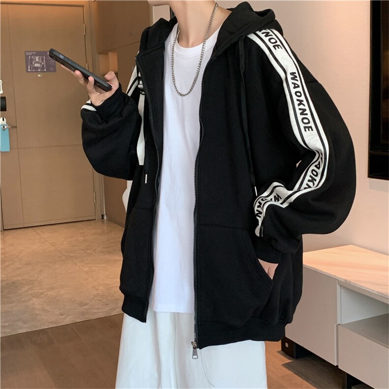 棒球服外套男春秋连帽夹克港风宽松百搭网红开衫卫衣JK009-P40,男装夹克,星座308B-1