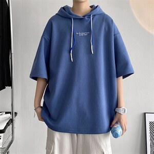 新款港风休闲复古男士短袖刺绣点缀潮牌设计男装ZDL3208--P50图片