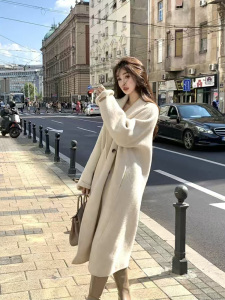 2025冬新品美拉德加厚白鸭绒可拆内胆毛呢大衣女时尚百搭呢子外套图片
