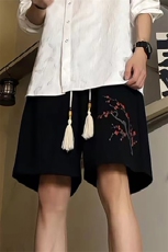 新中式高街ins小众梅花hiphop五分休闲短裤运动裤《图案以注册》，男装休闲裤，电商A063