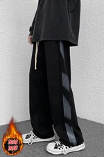 冬季加绒加厚侧面拼接印花大码宽松休闲裤织带拖地裤K802P60控78,男装卫衣,电商A073