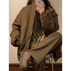 中性PU皮复古做旧双侧金属拉链夹克式加棉棉衣男MY77092P130控198，男装夹克，星座227-7