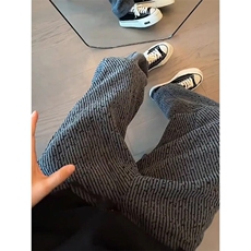 W9139-P58网图现货高品质重磅雪尼尔斜条纹复绒休闲裤，男装休闲裤，星座1608-2