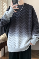 84783-P78秋冬新款休闲毛衣男长袖针织衫港风扎染渐变宽松打底衫，男装T恤，电商D310B
