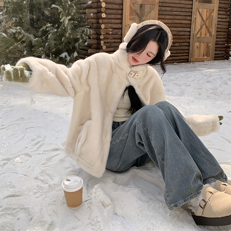 新款现货主推仿水貂皮毛一体9905-P195-K288,女装短外套,2C129
