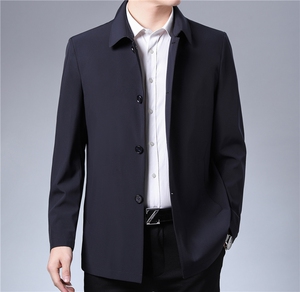 21新款中长款夹克外套翻领大衣中年纽扣秋款爸爸男装ZL9502-P150图片
