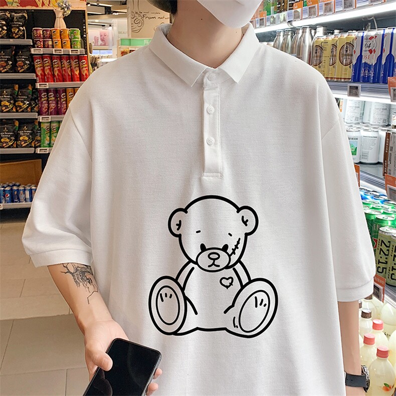 PL57174-P35 翻领短袖polo衫男大码胖子半袖t恤男有领保罗衫 模特图片