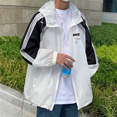 港风夏季潮流宽松撞色连帽外套防晒服男F6601P55控68，男装防晒衣，电商A268A
